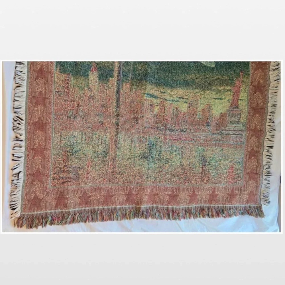 VTG Mohawk Thomas Kinkade Light Of Freedom Blanket Throw Tapestry NY USA Vintage